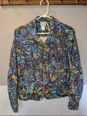 Lara Lane Women's Blue Floral Lightweight Jean Jacket - Size 6